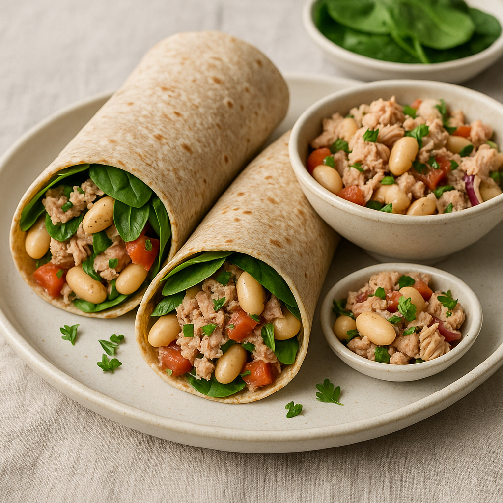 These Tuna & White Bean Salad Wraps combine protein-rich tuna