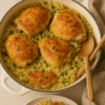One-pot chicken and rice with golden top