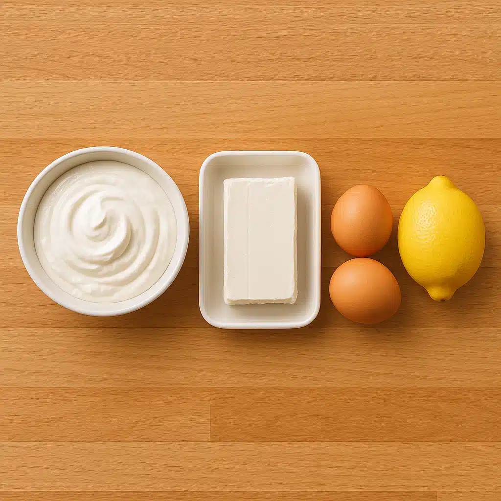 Ingredients for Greek yogurt cheesecake
