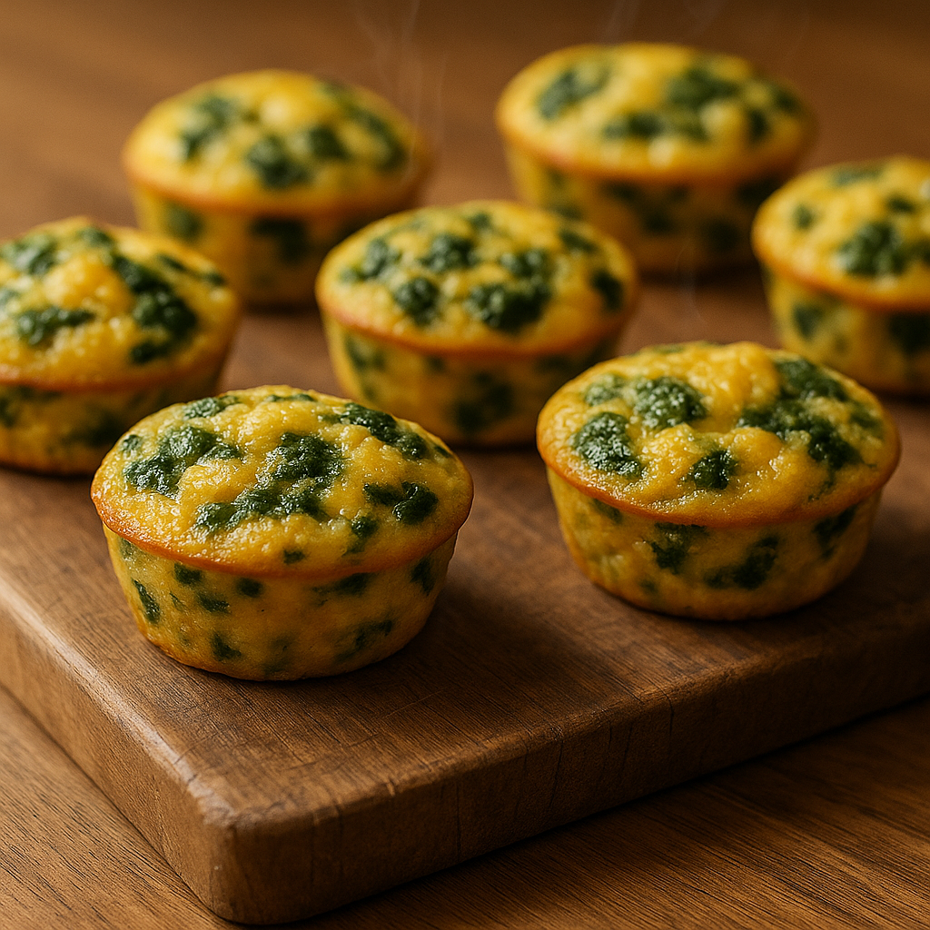 Freshly baked spinach & feta egg muffins on cooling rack