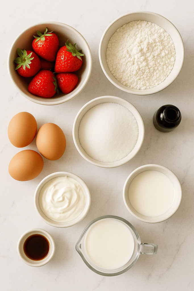 Ingredients for homemade strawberry shortcake cups
