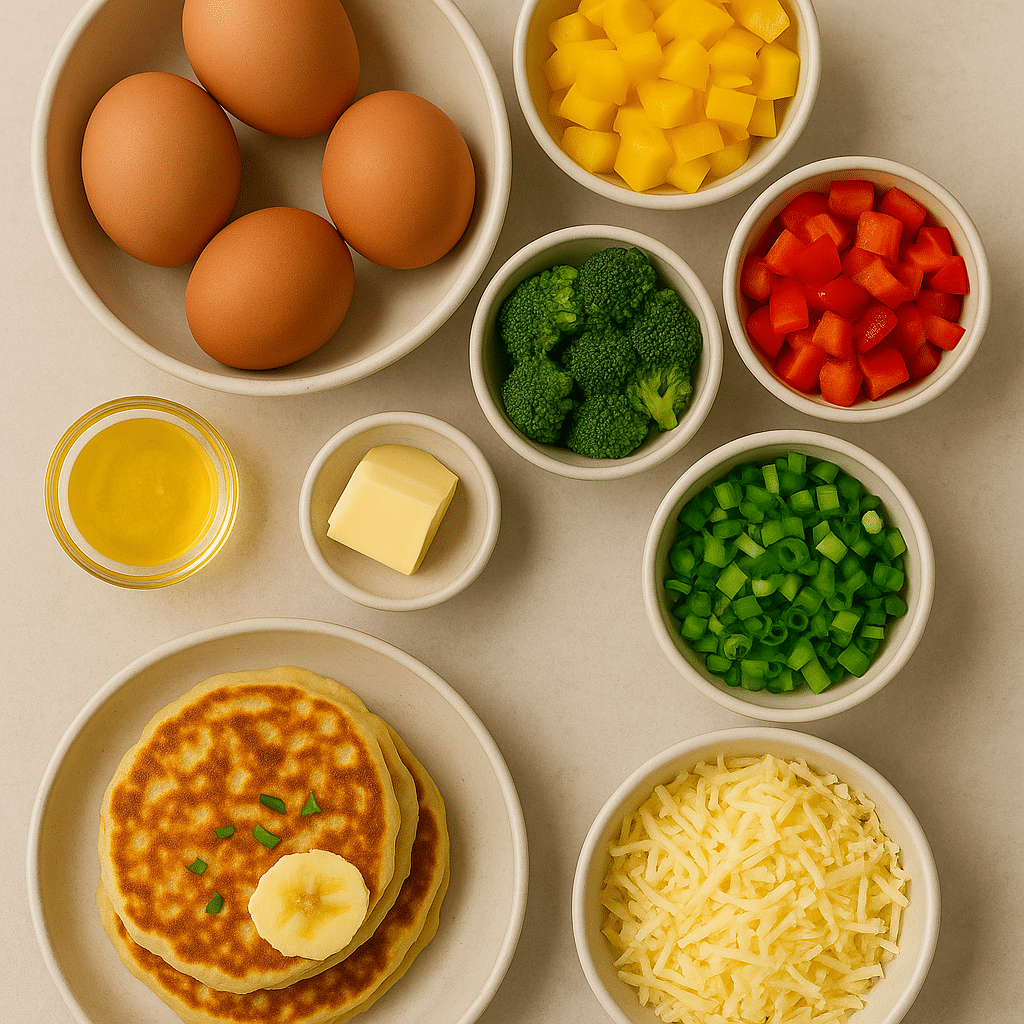 Ingredients for making veggie omelette